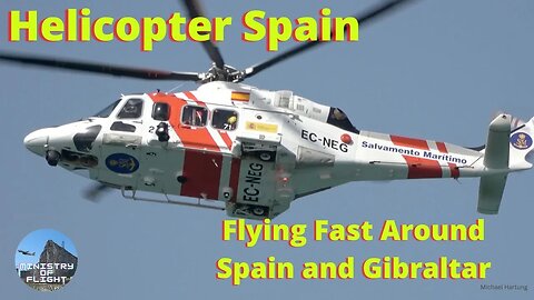 Spain Maritime Rescue Helicopter at the Coast of Gibraltar and Spain