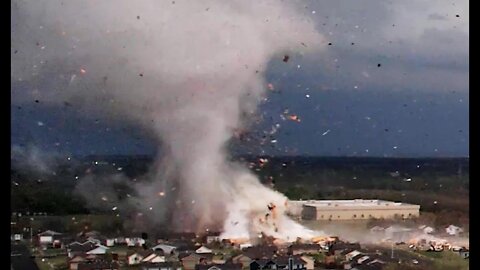 EXTREME tornado footage captured by drone over Andover, KS last night! Erratic vortex behavior