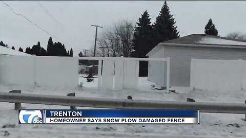 Fences in Trenton damaged by snow plows