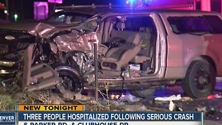 Three people hospitalized after serious crash in Parker