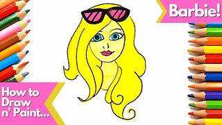How to Draw and Paint Barbie's Face with Sunglasses