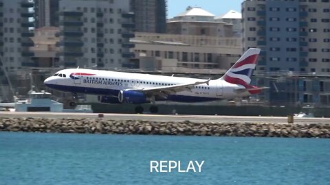 Windy Saturday Afternoon at GIBRALTAR Airport; BA492 Comes in for Landing @ Extreme Airport, 4K
