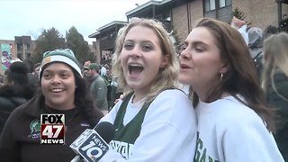 Fans flock to campus to celebrate MSU's win over Duke