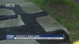 Detroit residents frustrated with temporary sidewalk fix