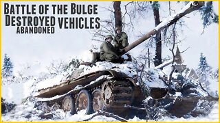 Rare WW2 Battle of the Bulge Destroyed vehicle footage.