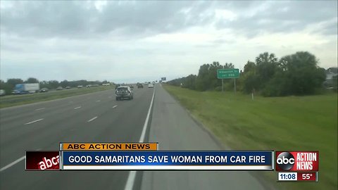Good Samaritans save woman from car fire