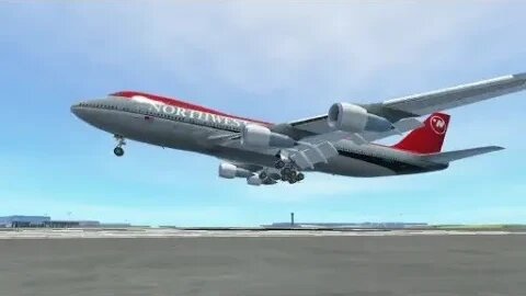 Northwest Airlines Boeing B747-200 landing at Changi Airport for maintenance