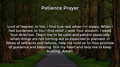 Patience Prayer (Prayer for Wisdom and Direction)