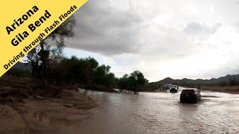 Arizona Driving through Flash floods on Hwy 84 towards Gila Bend