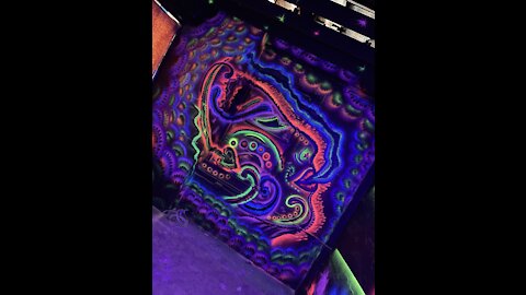 Fluorescent mural Art Spray paint commission Shoker Miami WVS Vape Shop
