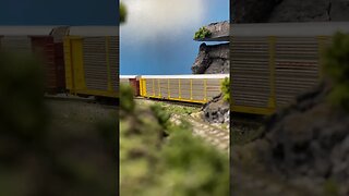 N scale BNSF GP38s struggling up a hill