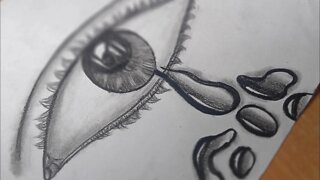 how to draw a realistic Eye water drop step by step