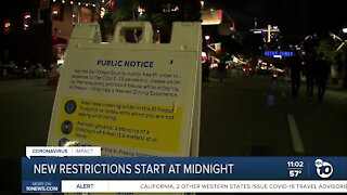New restrictions start at midnight