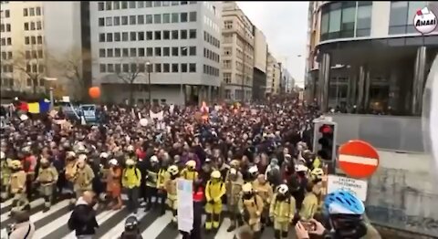 Protest in Brussels, Belgium against vaccine passport tyranny