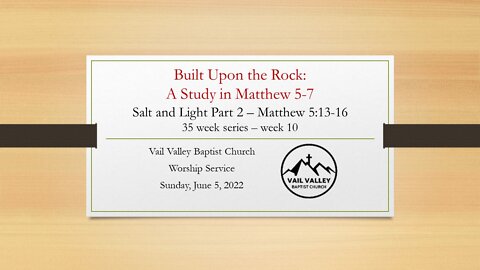Sunday, June 5, 2022 Worship Service