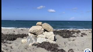 Construction debris littering beach