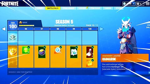 SEASON 5 BATTLE PASS TIER 100 *NEW* RAGNAROK SKIN & MUCH MORE!!