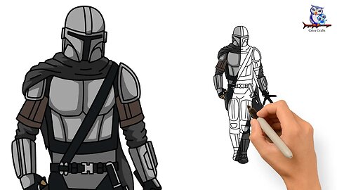 How to Draw The Mandalorian and Darksaber Sword - Step by Step