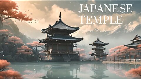 Japanese Temple | relaxing calming snow and cherry blossom on the wind