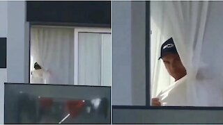 Cristiano Ronaldo was filmed at the window in Madeira and played with paparazzi
