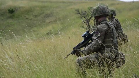 British Soldiers Conduct a Simulated Assault at Grafenwoehr Training Area - Dynamic Victory 22