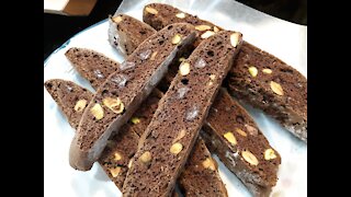 Homemade Double Chocolate Pistachio Biscotti