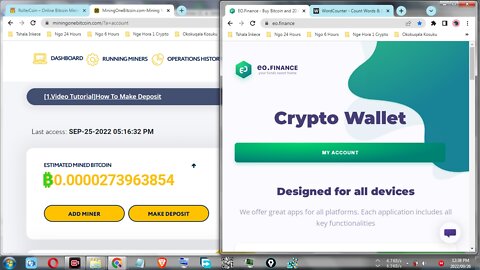 How To Make Money For Free By Mining Bitcoin At MiningOneBitcoin And Withdraw At EO.Finance