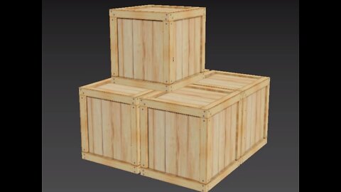 Wooden Boxes 3D Model Lowpoly