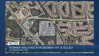 Woman walking in roadway hit and killed