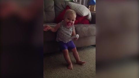 Baby Girl Stumbles Around Like She's Drunk