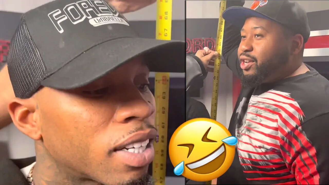 @DJ Akademiks Measures @Tory Lanez Height With Measuring Tape