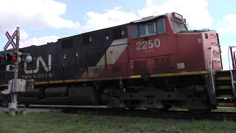 CN 2250 & CN 5730 Engines Manifest Train Westbound To Sarnia