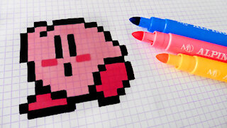 how to Draw Kawaii Kirby - Hello Pixel Art by Garbi KW