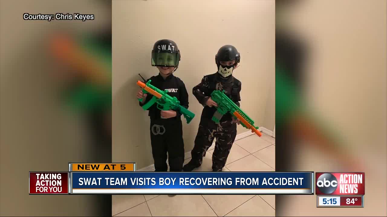 6-year-old hit by truck while trick-or-treating gets visit from Pasco County SWAT Team