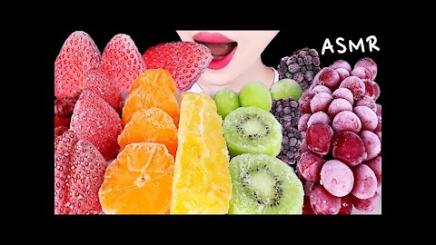 ASMR FROZEN FRUITS STRAWBERRY, GRAPE, KIWI, PINEAPPLE, BLACKBERRY etc. EATING SOUNDS MUKBANG 2022