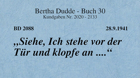 BD 2088 - "SIEHE, ICH STEHE VOR DER TÜR UND KLOPFE AN ...."