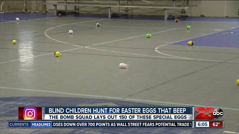 The Bakersfield Police Department lays out beeping Easter eggs for blind children to hunt