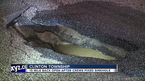 15 Mile Road now open in Clinton Township after sinkhole shut it down