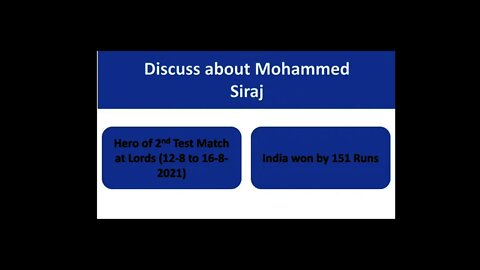 Discuss about Mohammed Siraj Avo Janiye Mohammed Siraj Vishe