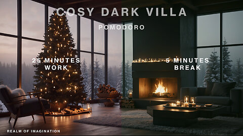 Pomodoro Study Cosy Dark Villa With Fireplace And Christmas Tree [25 min/5 min]