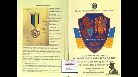 BREAKING Yaroslav Hunka Received A Medal Of Merit From The Canadian Congress Of Ukrainians In 2007!