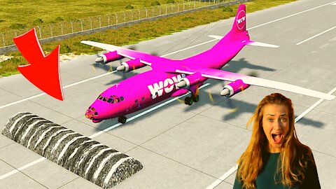 Planes vs Massive Speed Bumps – BeamNG.Drive