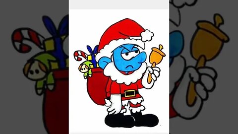 How to draw and paint Grouchy The Smurfs Santa Christmas #shorts