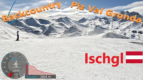 [4K] Skiing Ischgl, Piz Val Gronda Backcountry Off-Piste Crossing the Border, Austria, GoPro HERO11
