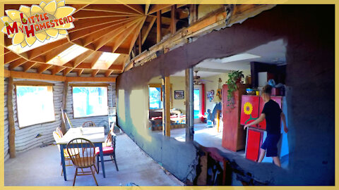Big Ugly Wall is Gone & Cabin Window Frames | Earthbag Kitchen, Bath & Cabin | Weekly Peek Ep155