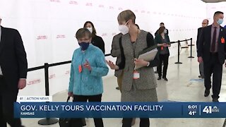 KS Gov. Kelly tours WyCo COVID-19 vaccination facility