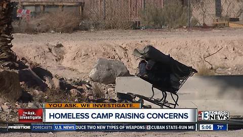 Homeless camp eyed for crime and other problems near the strip