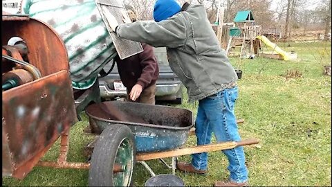 WASHING BLACK WALNUTS USING CEMENT MIXER