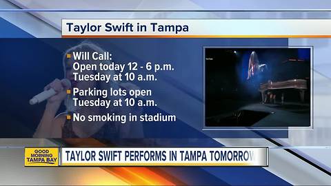 Need to know: Taylor Swift in Tampa on Tuesday