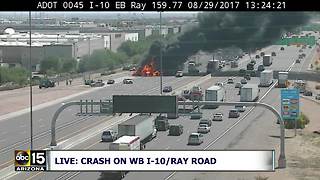 Semi-truck fire at Interstate 10 and Ray Road in Chandler